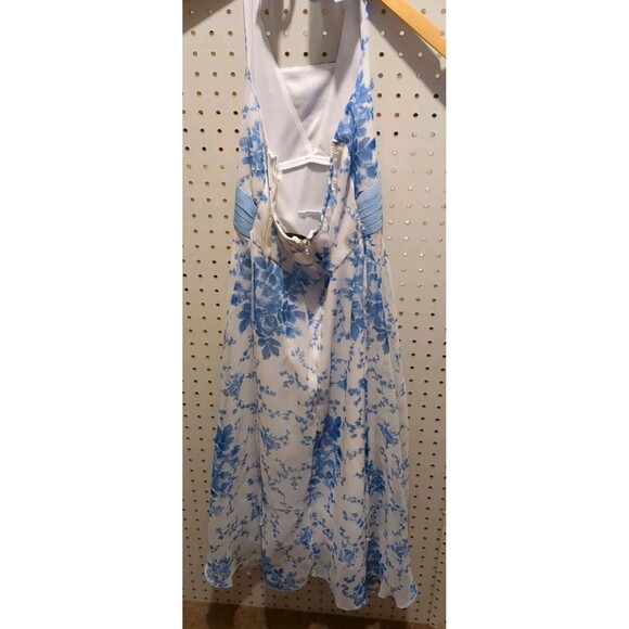 Speechless Sheer Floral Dress Halter Size 14 White Blue Rose Summer Spring - Picture 3 of 6